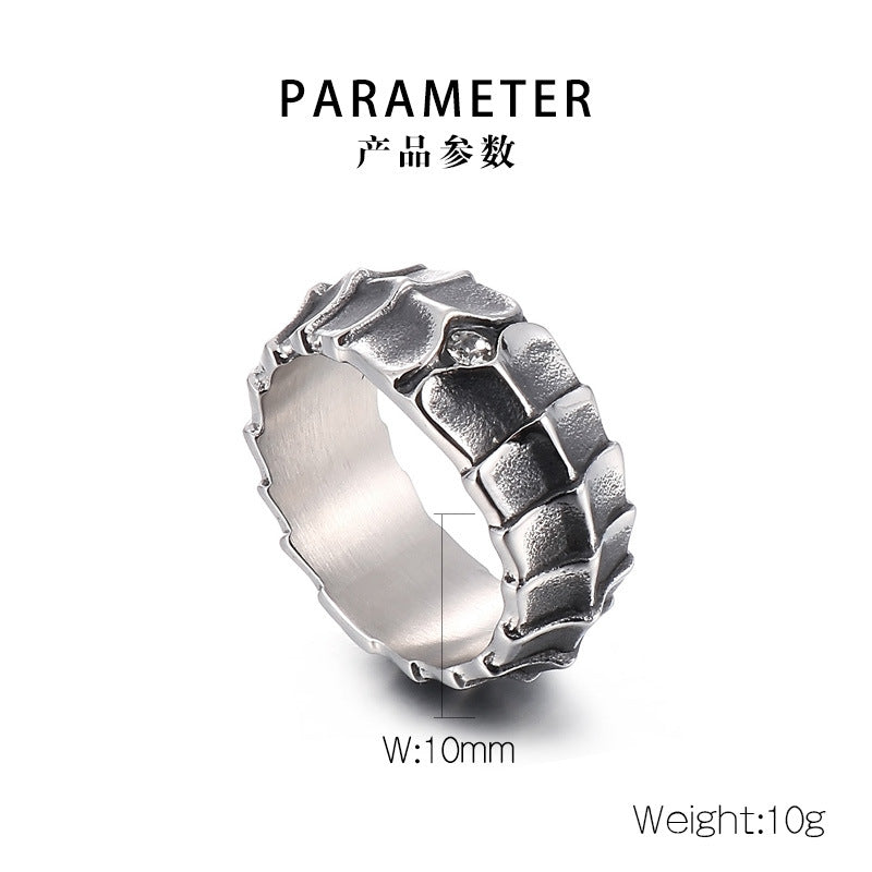 Distressed, minimalist, and stylish dragon-shaped diamond ring