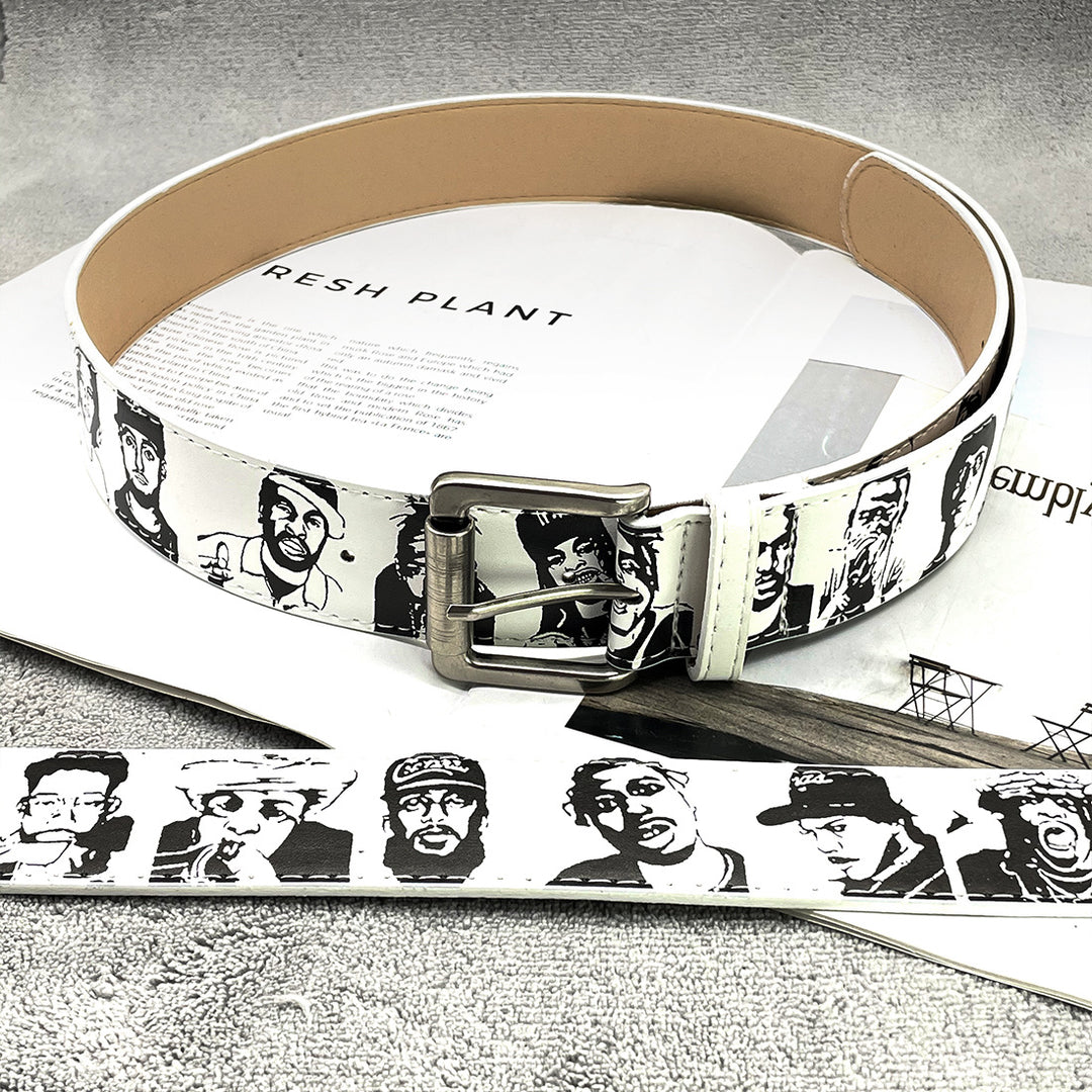 Retro ERD Portrait Hand-Painted Leather Belt
