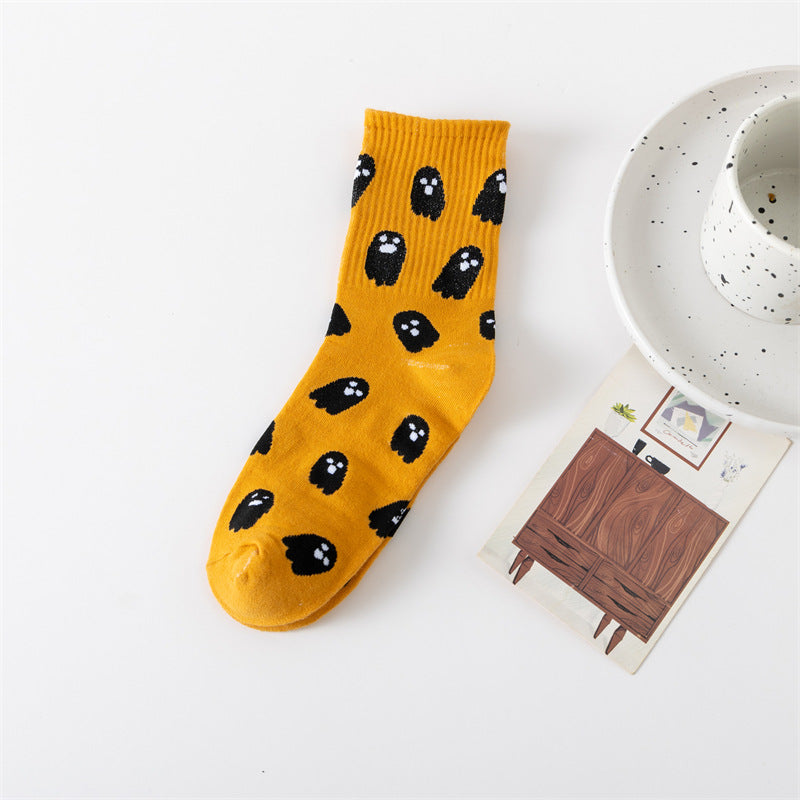 Halloween ghost middle-tube socks