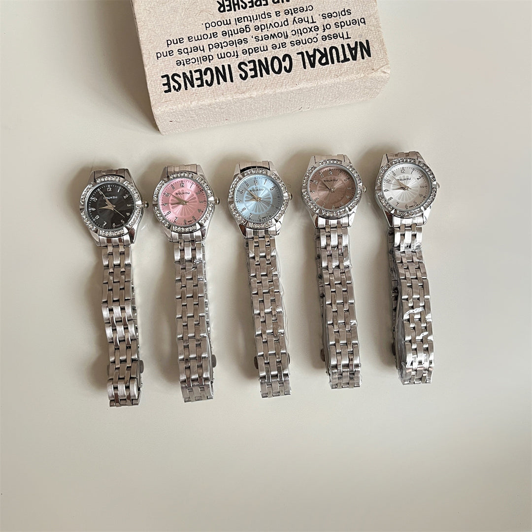 Exquisite Watch with Small Dial, Daisy Motif and Diamond Accents