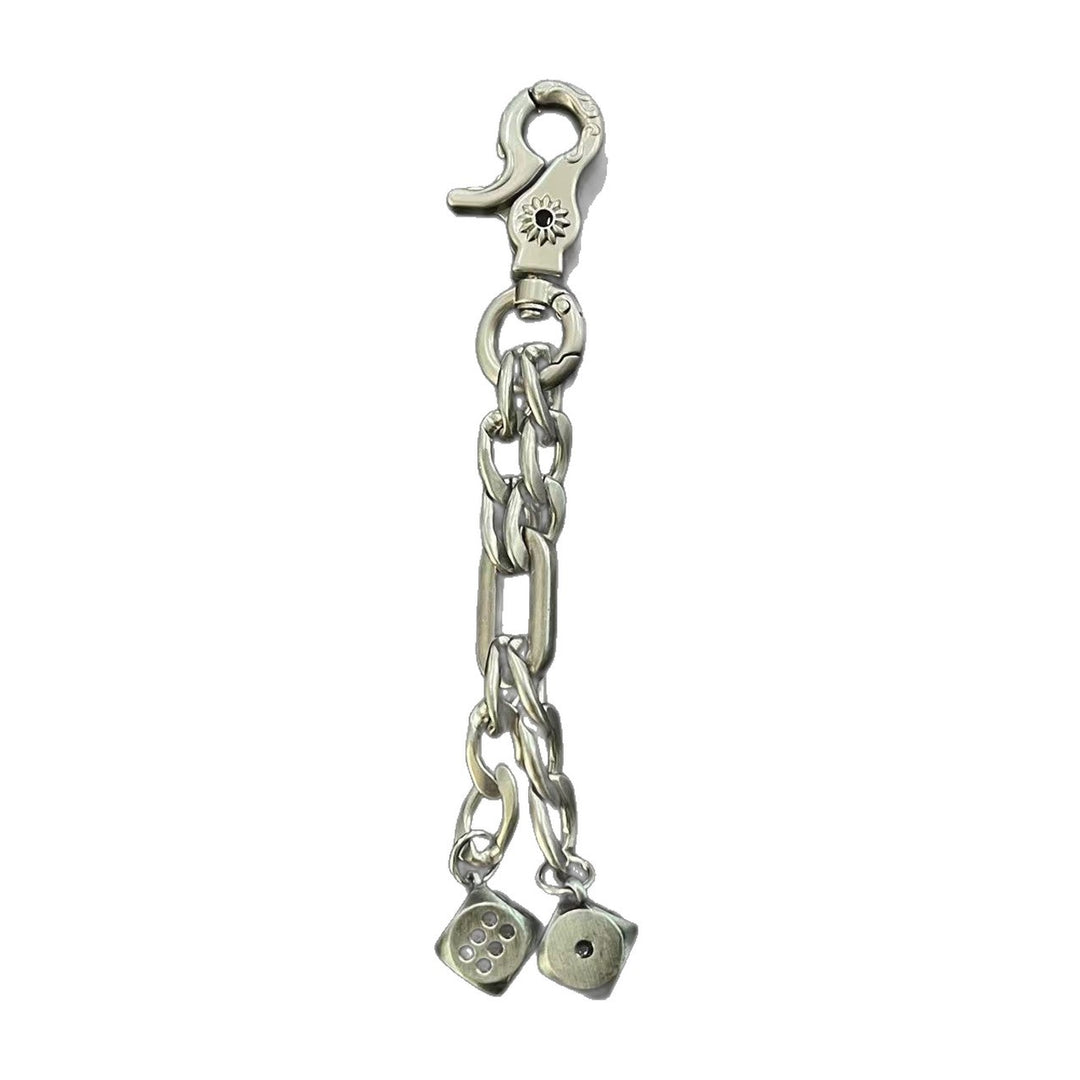 Vintage Distressed Gunmetal Dice Keychain