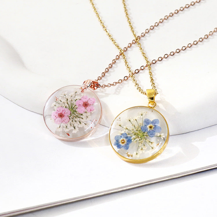 Resin forget me not necklace