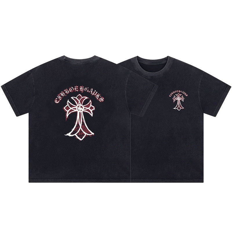Chrome Hearts Summer Embroidery Print Cotton T-Shirt Short-Sleeve