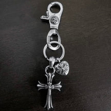 chrome hearts cross anchor heart-shaped dagger keychain