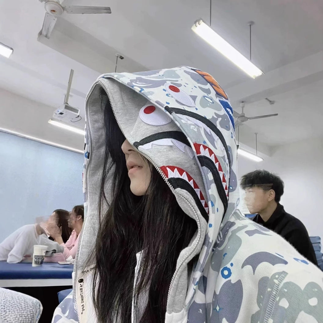 BAPE Shark head camouflage zip-up jacket