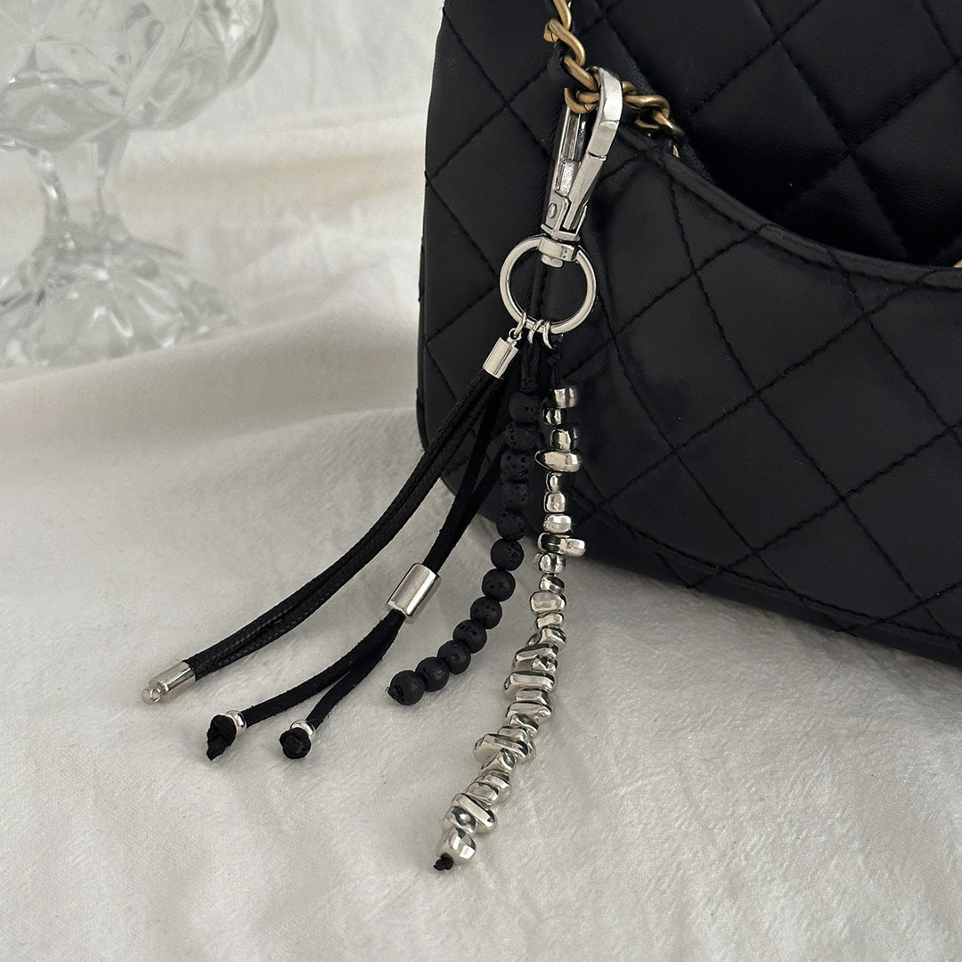 Volcanic Stone Tassel Beaded Keychain