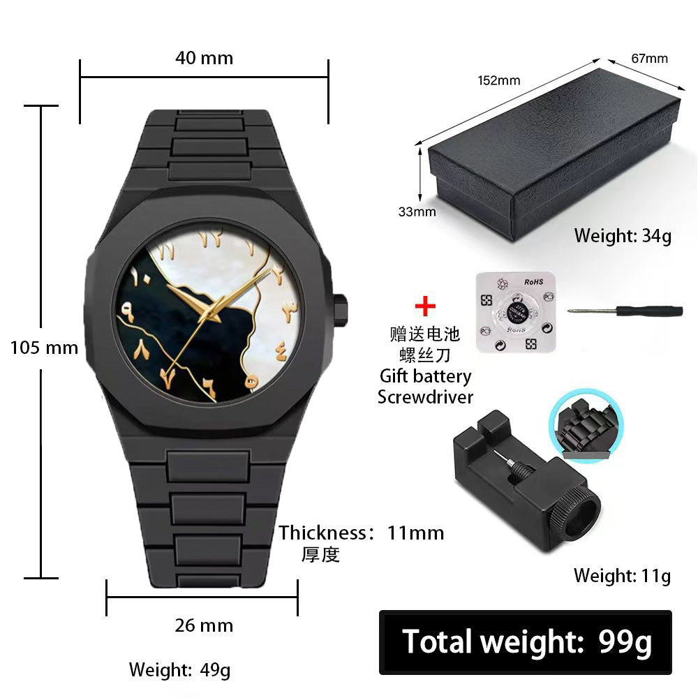 Sports-Style Waterproof Plastic Watch with Arabic Numerals