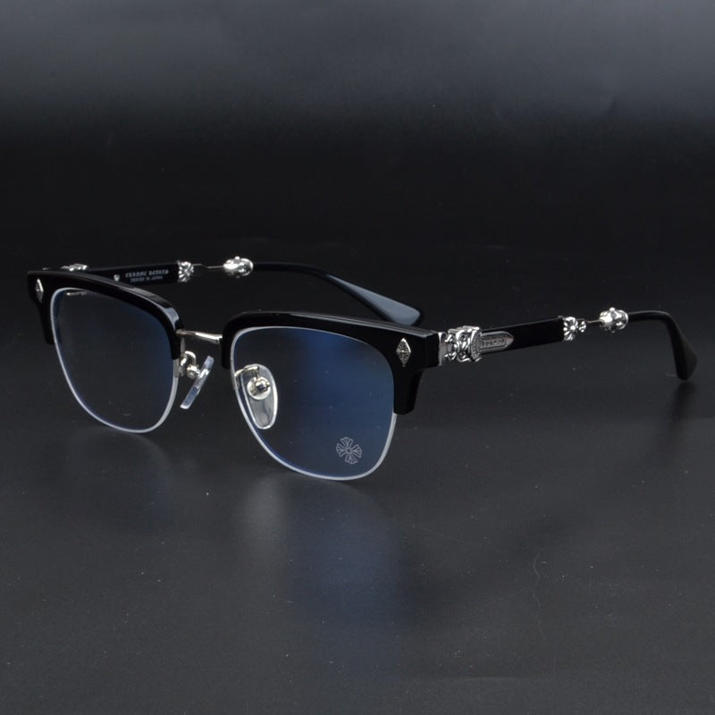 Chrome Hearts sword themed literary semi rimmed glasses