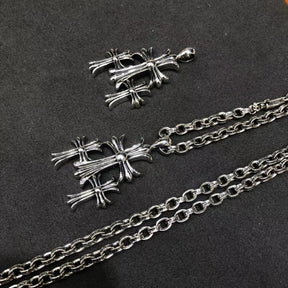 Chrome hearts three cross necklace