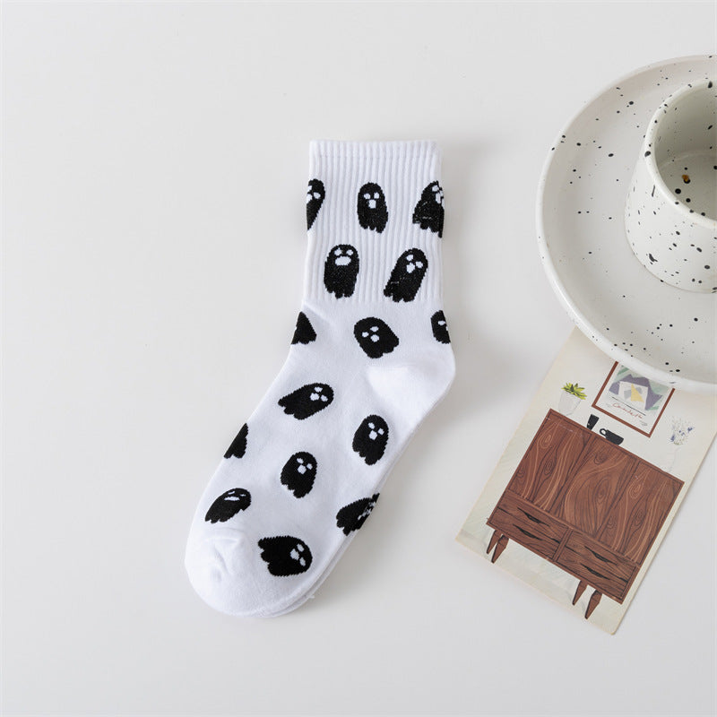 Halloween ghost middle-tube socks