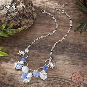 starfish necklace color oil painting shell necklace
