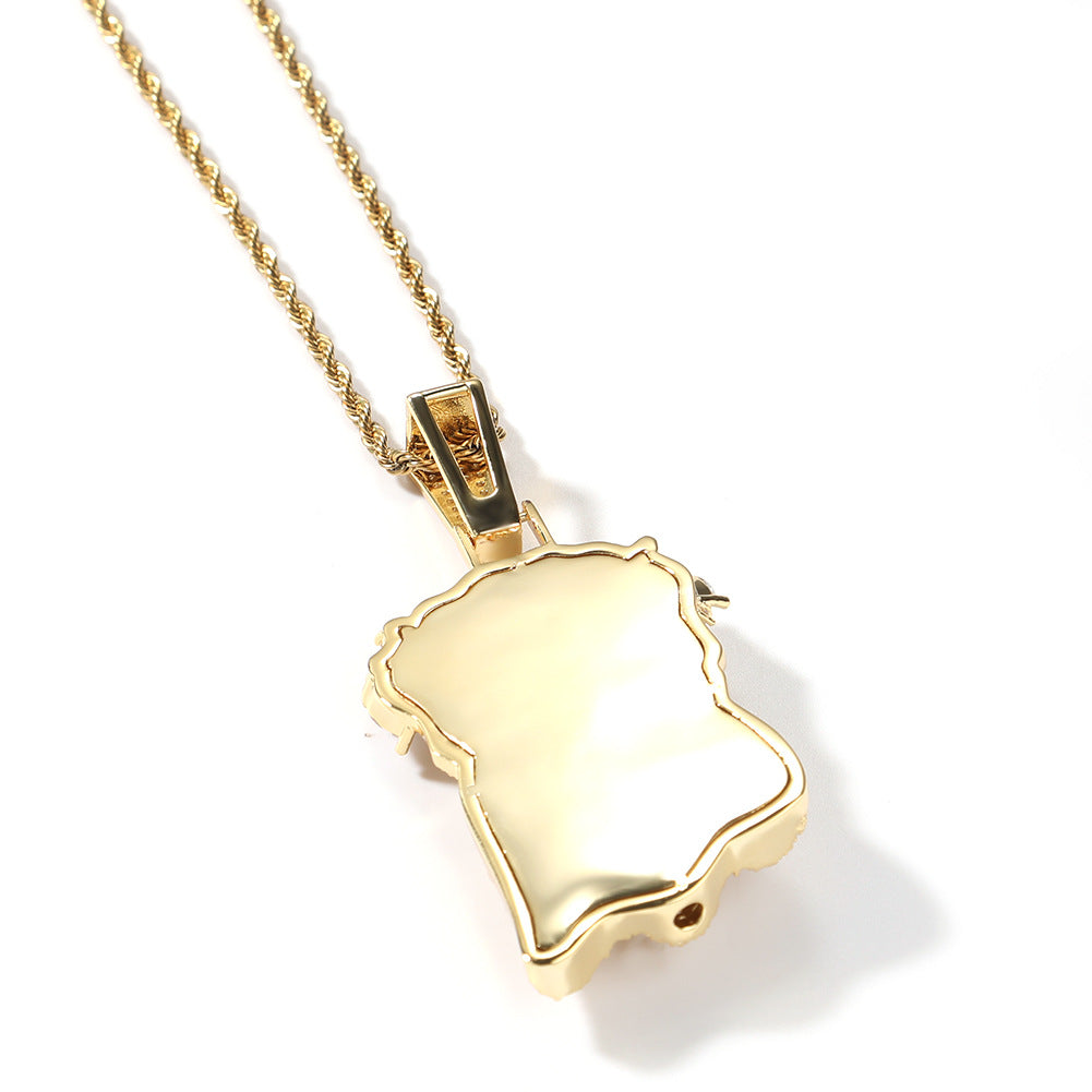 Hip Hop  Iced Out CZ Jesus Piece Pendant Necklace