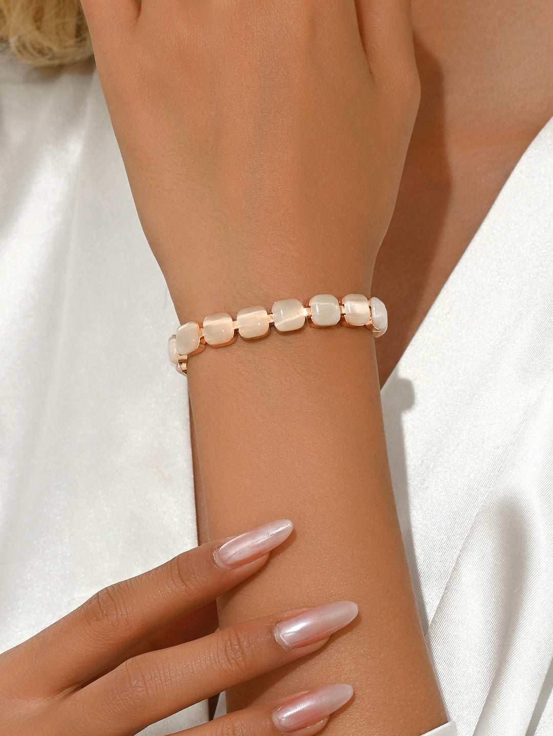 Rose Gold Geometric Cat's Eye Bracelet