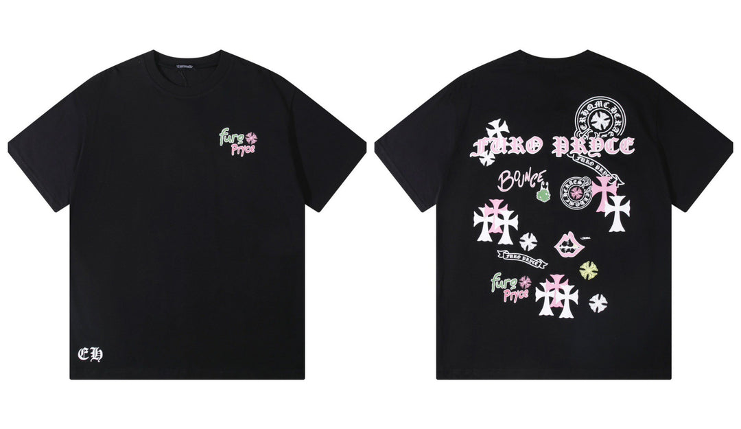 Chrome Hearts Summer Embroidery Print Cotton T-Shirt Short-Sleeve