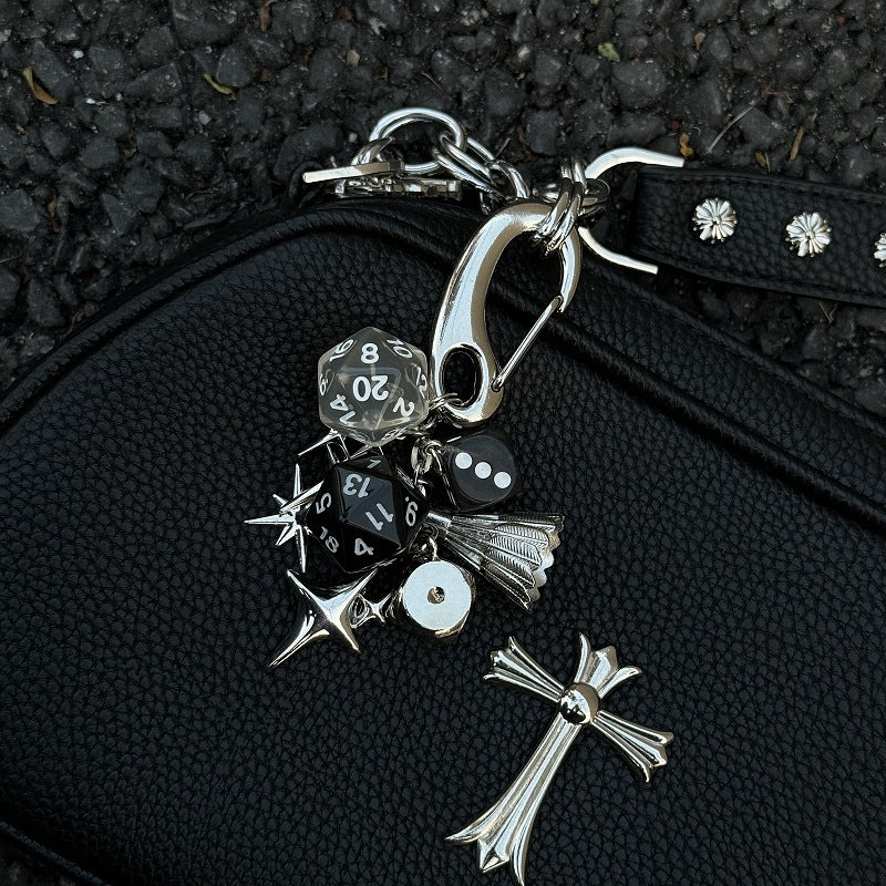 Purple and Gold Dice Handmade Bag Charm Waist Ornament