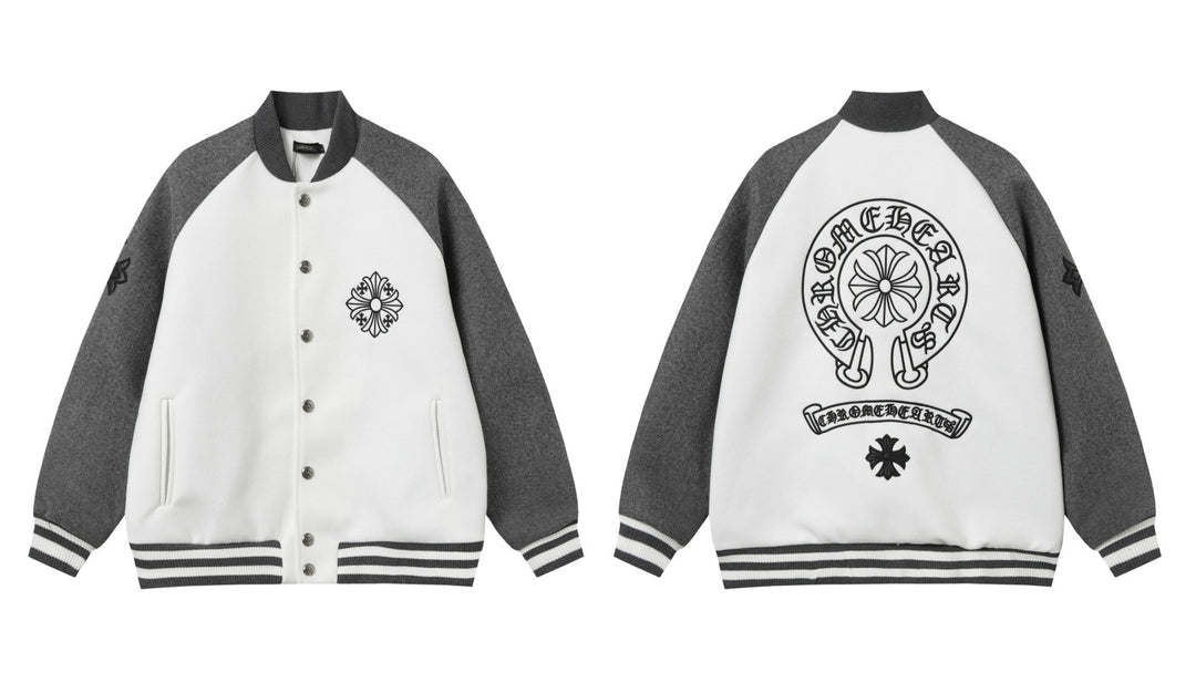 Chrome Hearts Cross Patch Embroidery Baseball Jacket