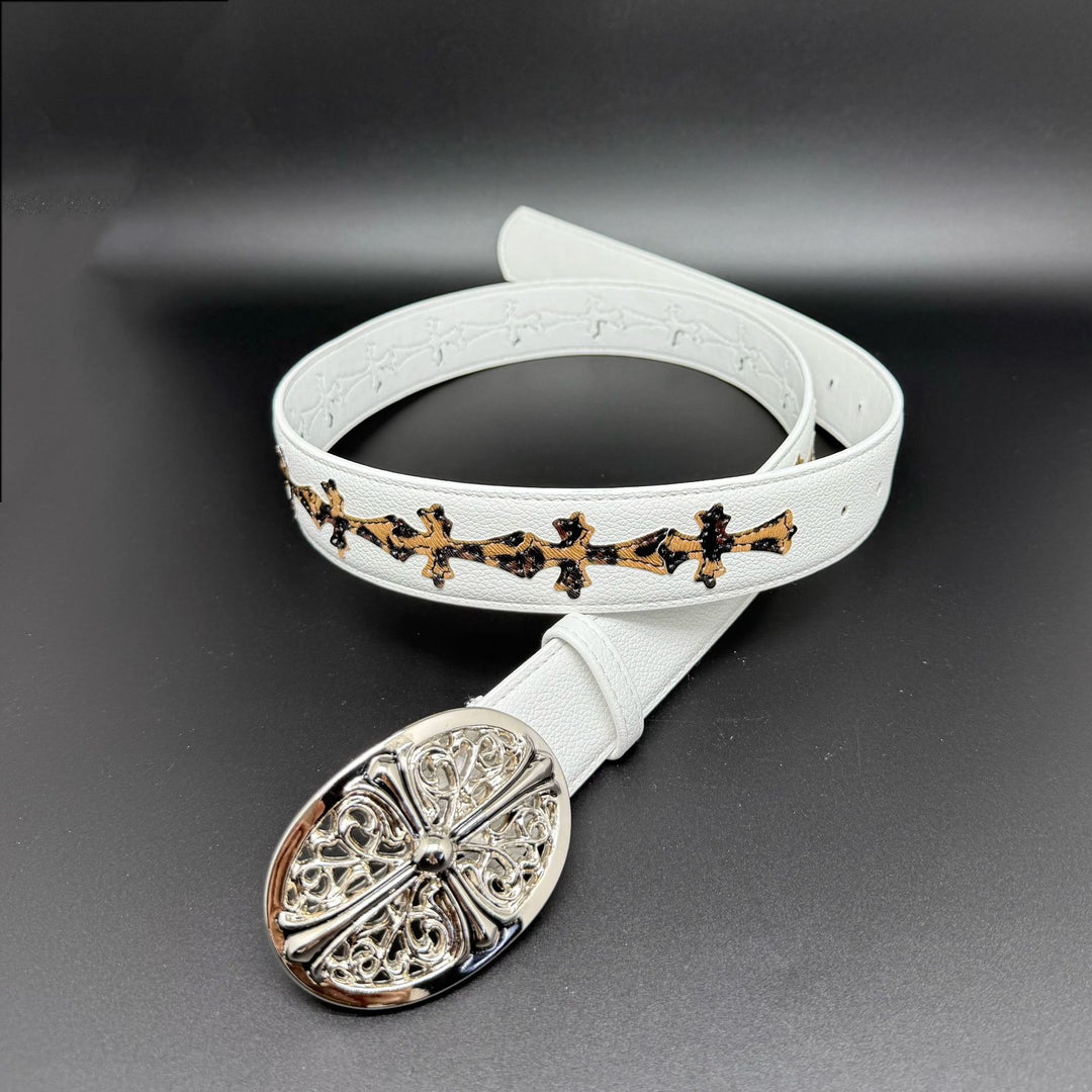Chrome Hearts Cross designed classic leather belt for jeans