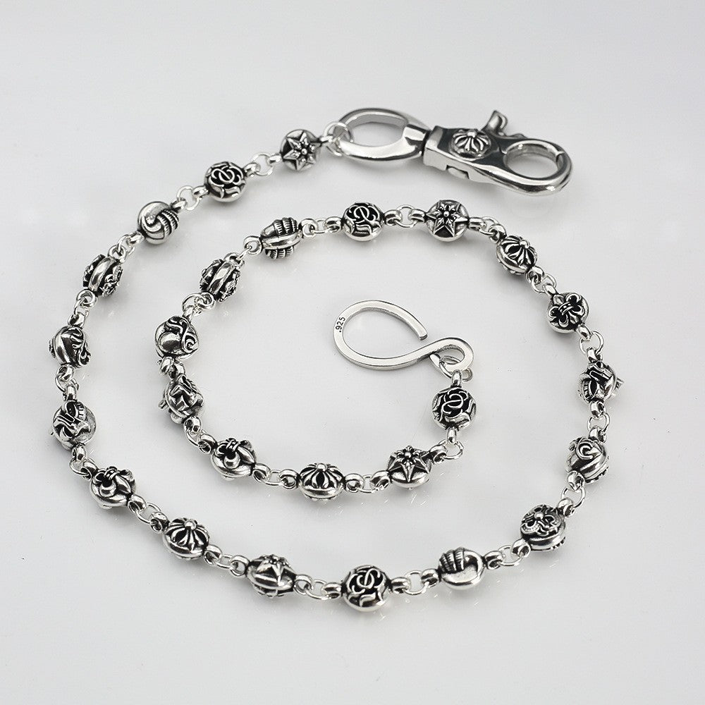 chrome hearts cross circle flower ball chain