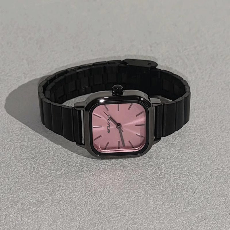 Bamboo-shaped strap artistic square dial women's watch