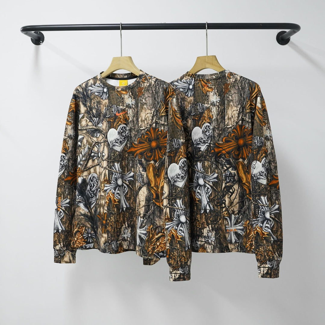 Chrome Hearts Bark Texture Print Long-Sleeve T-Shirt