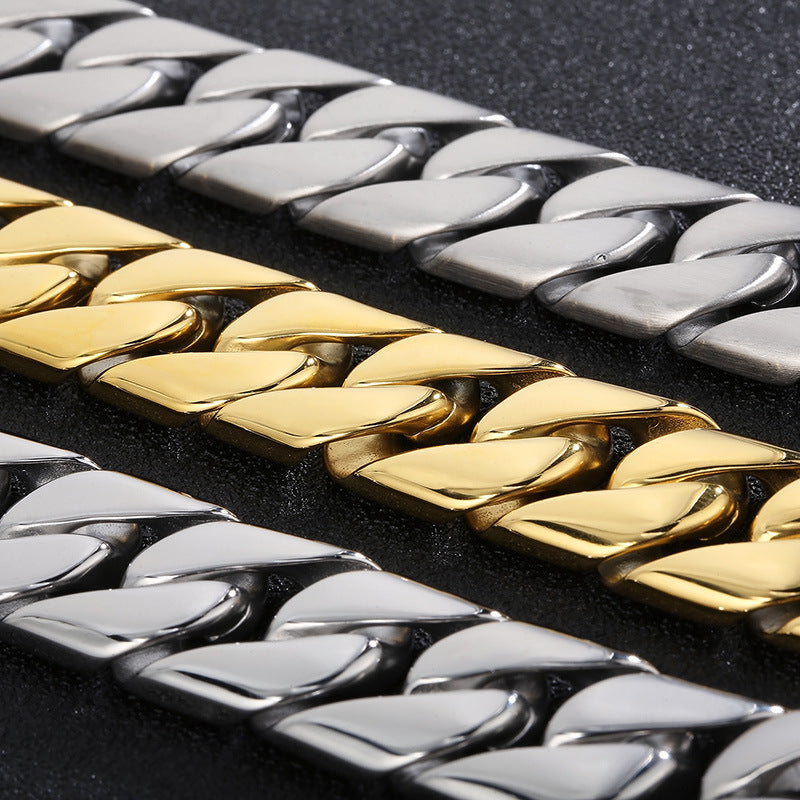 Thin 20mm Cuban chain stainless steel bracelet