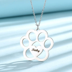 dog name necklace hollow claw love necklace