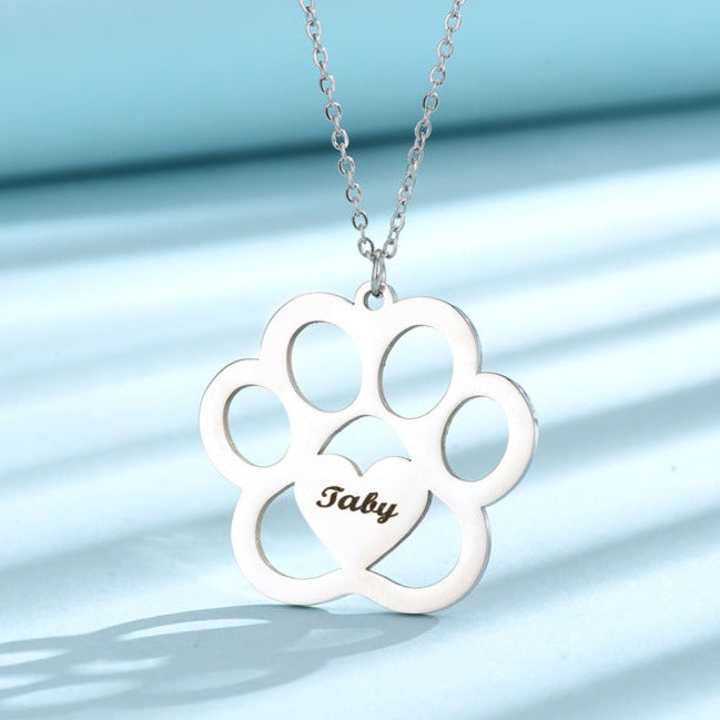 dog name necklace hollow claw love necklace