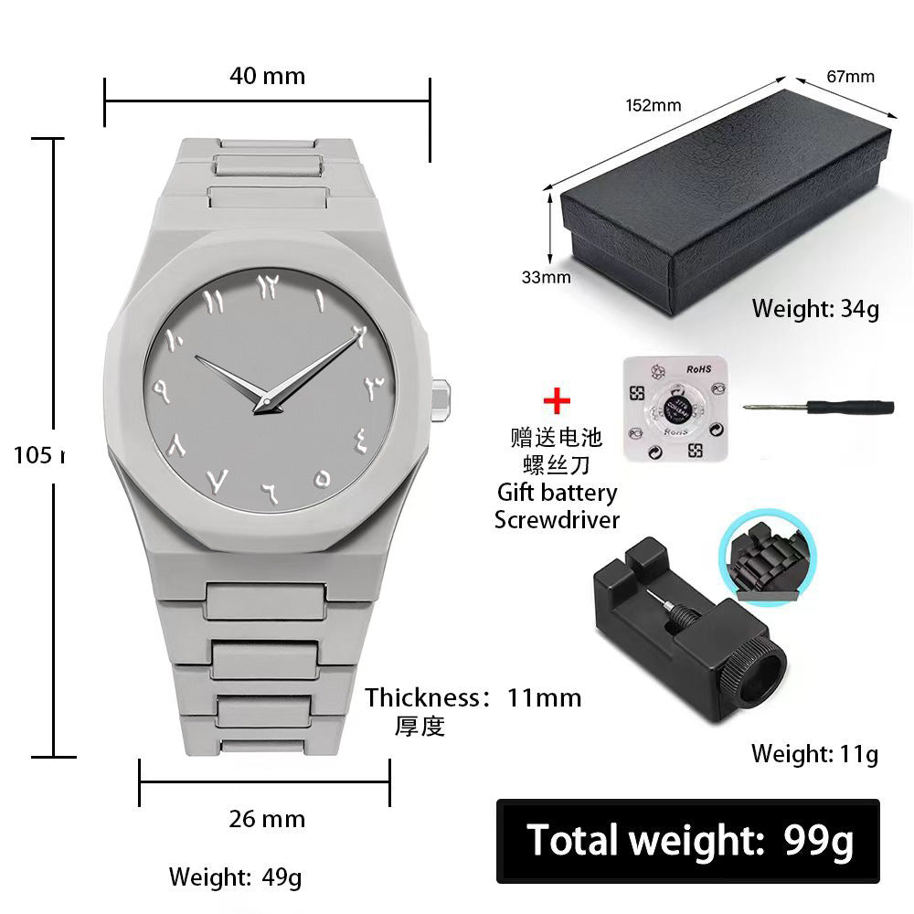 Sports-Style Waterproof Plastic Watch with Arabic Numerals