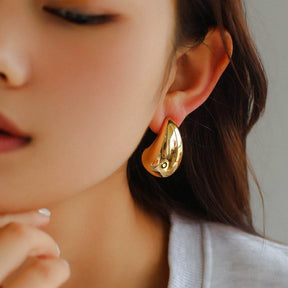 18K Gold Water Drop Earrings Simple Personality Ear Jewelry