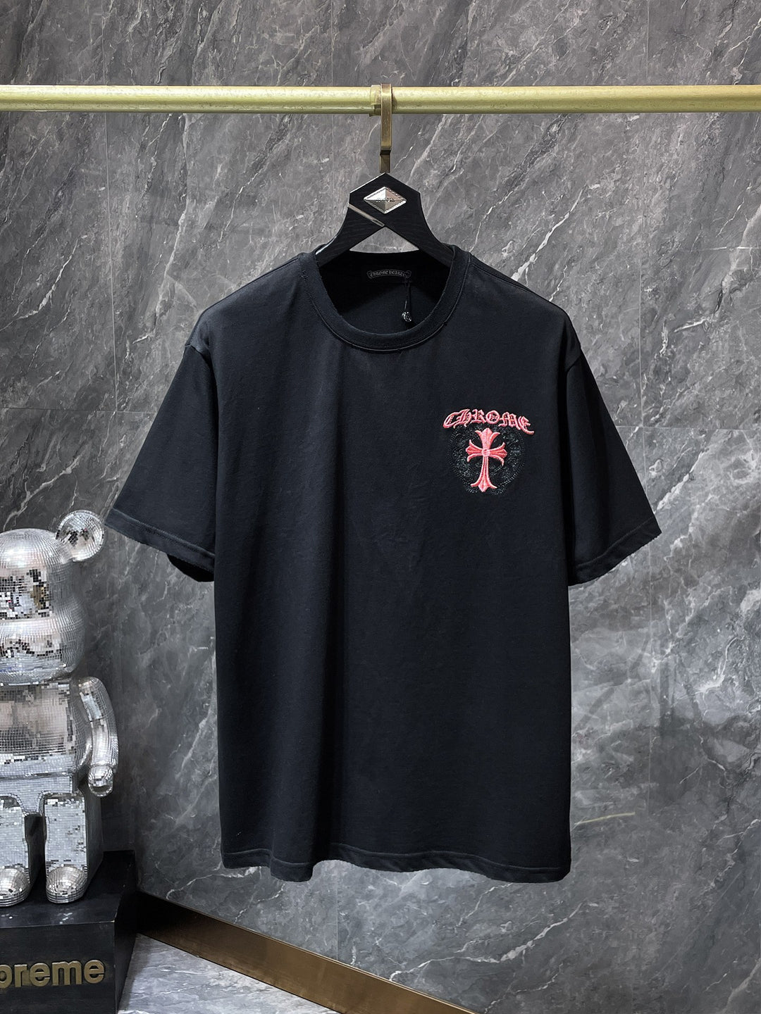 Chrome Hearts Cross & Horseshoe Double-Layer Embroidered T-Shirt