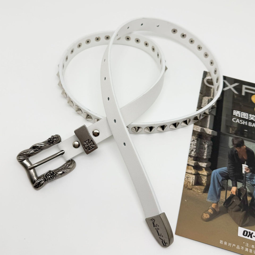 Y2K EDR Brooding Rich Kid Studded Cross Waist Belt