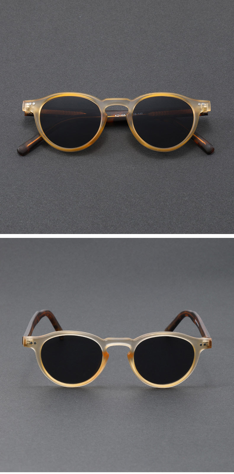 Small Round Frame Retro Acetate Sunglasses