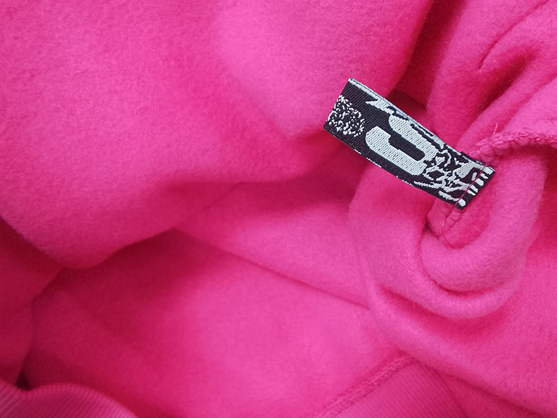 Sp5der fleece-lined hoodie with spiderweb print.