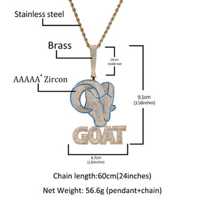 Goat Animal Diamond Pendant Men's Hip Hop Necklace