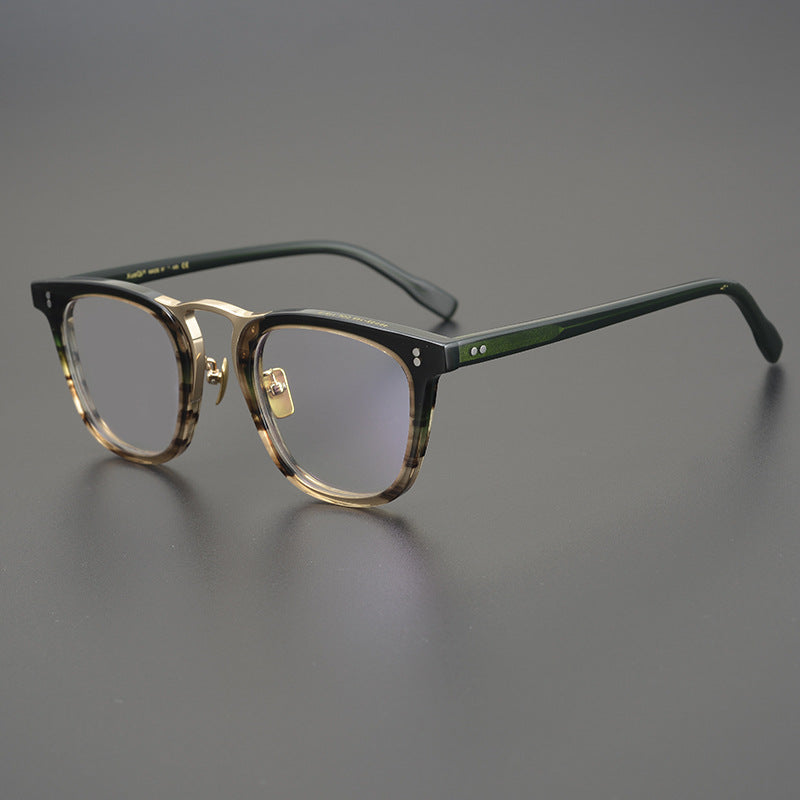 Bold Square Frames with Gold Bridge Full-Rim Style for Wider Faces