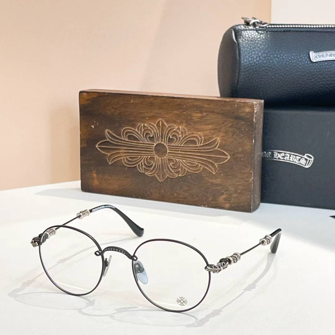 Chrome Hearts engraved round eyeglasses