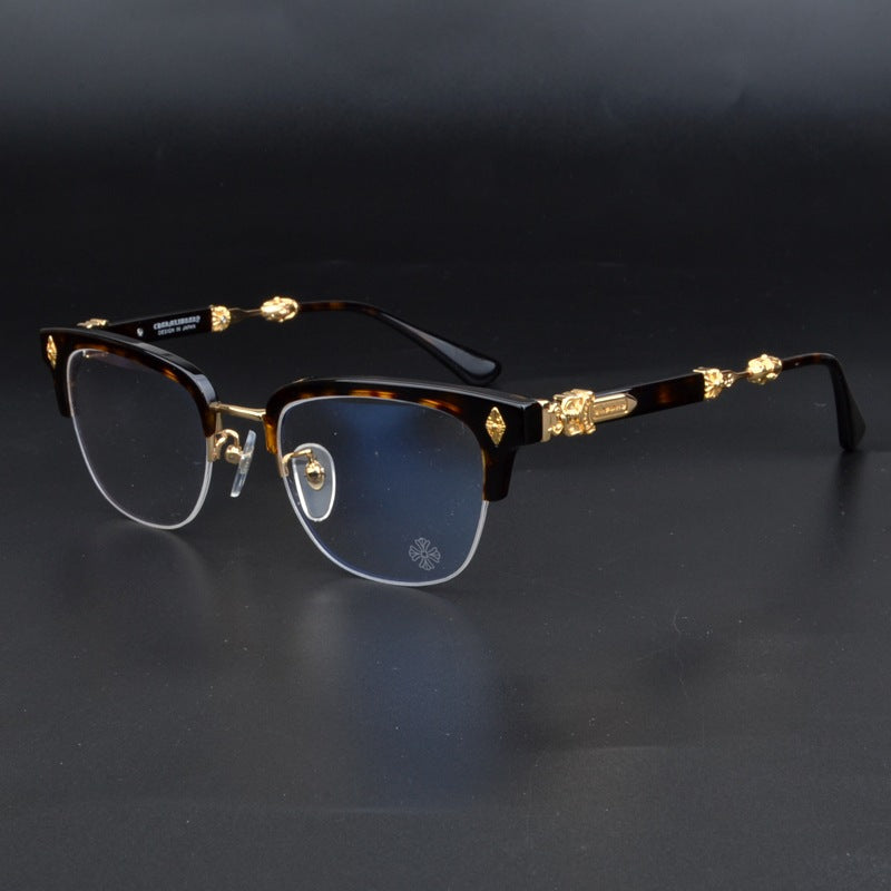 Chrome Hearts sword themed literary semi rimmed glasses