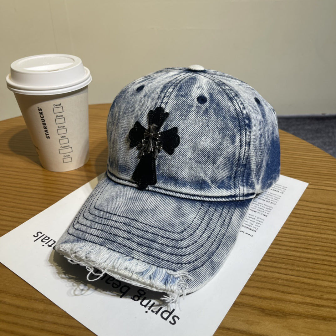 Chrome Hearts Ripped Denim Baseball Cap