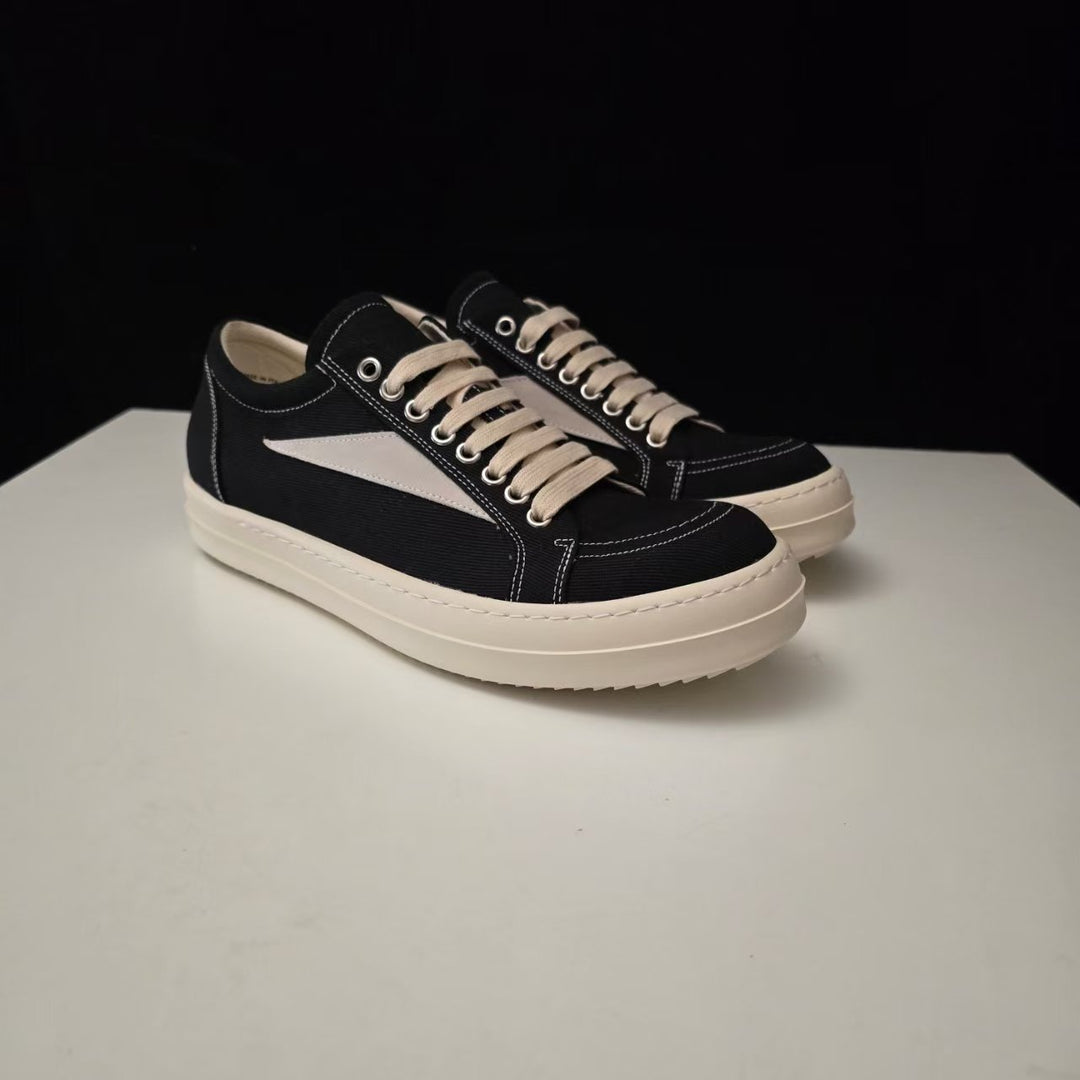 Calfskin Low-Top Skate Shoes Round Toe Flat Heel