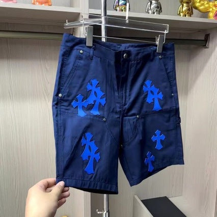 Chrome Hearts cross-patterned silver-plated buckle cargo shorts