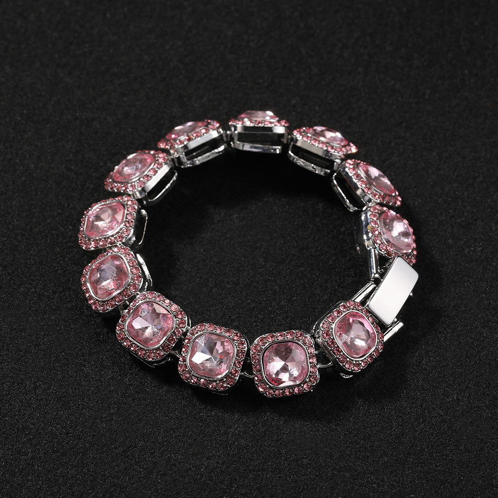Pink diamond alloy heart geometric versatile bracelet