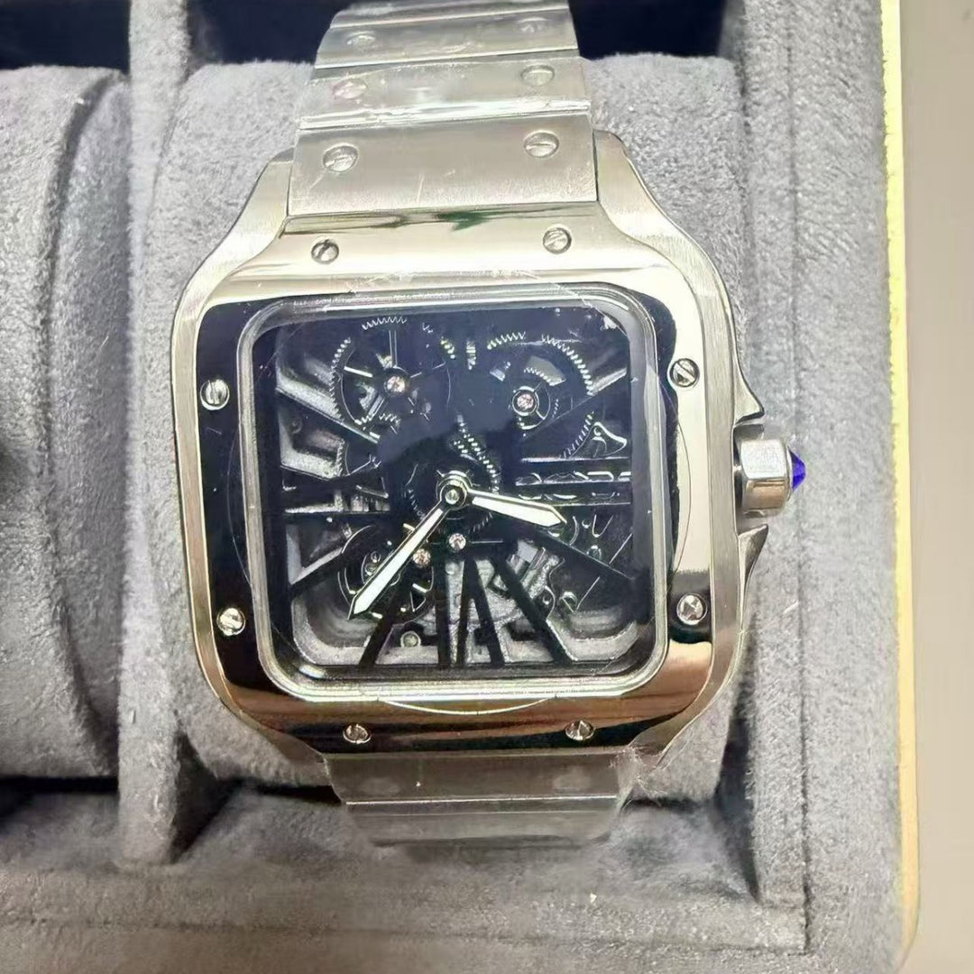 Square Roman series skeletonized quartz watches