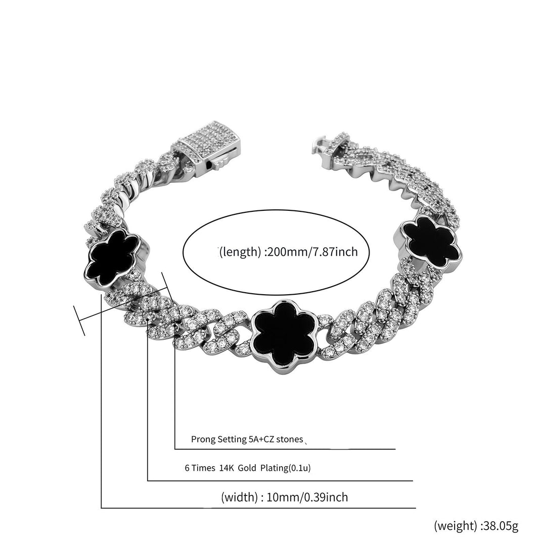 Hip-hop four-leaf clover zircon chain, tennis chain.