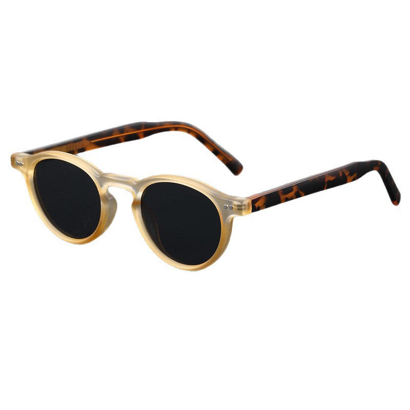 Small Round Frame Retro Acetate Sunglasses