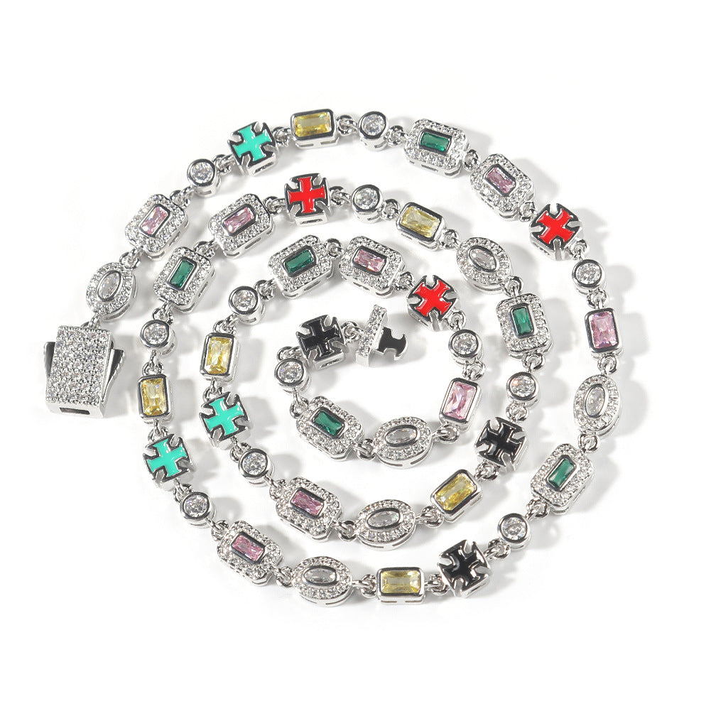 6mm diamond-encrusted colored gemstone bracelet