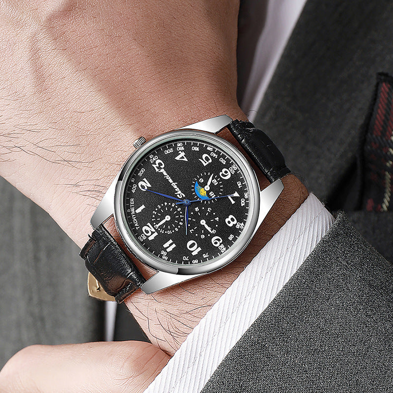 Leather strap quartz business watches