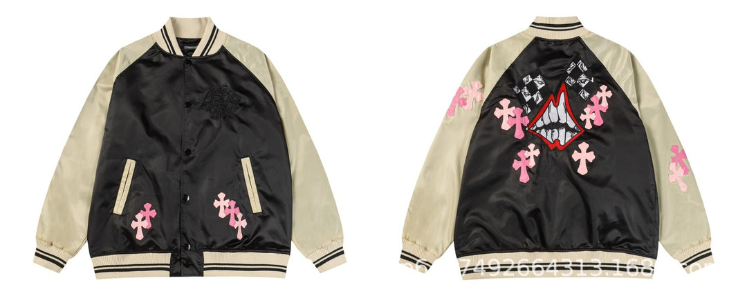 Chrome Hearts Cross Patch Embroidery Baseball Jacket