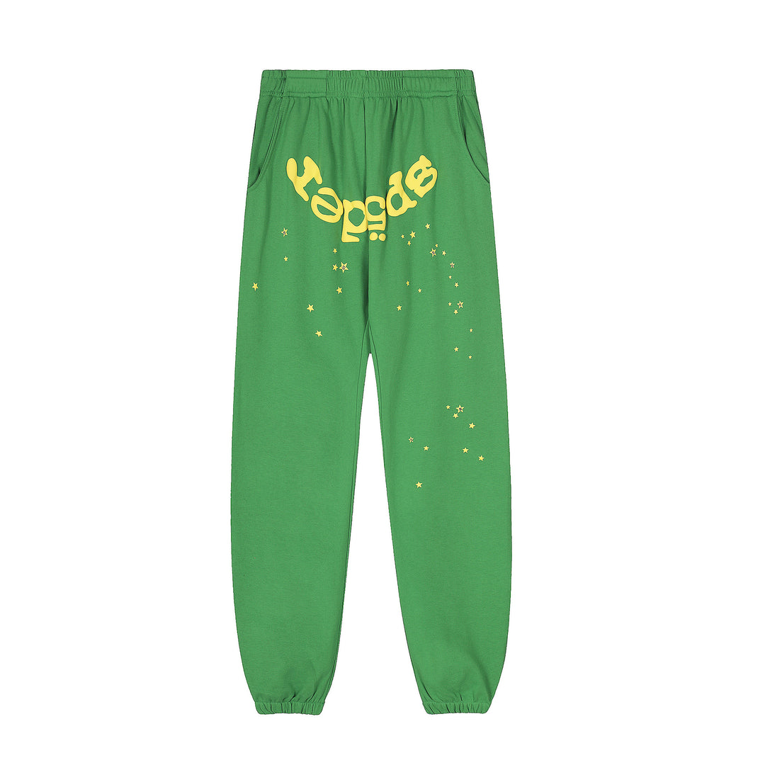 Sp5der 555555 star pattern hooded trousers and sweatshirt