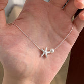 Small starfish necklace pearl necklace