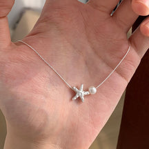 Small starfish necklace pearl necklace